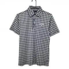 【超美品】キャロウェイ 半袖ポロシャツ 白×ネイビー チェック 胸ロゴ刺しゅう メンズ M ゴルフウェア Callaway