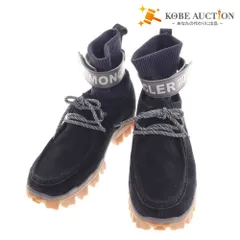■ モンクレール スニーカーブーツ 靴 スエード リブ メンズ 41 ブラック ネイビー 袋付き