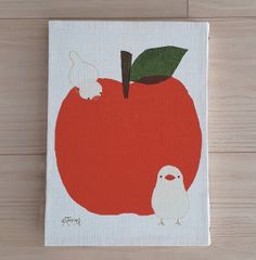 TORINOS 　文鳥 りんご　アートキャンバス
