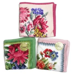 フェイラー FEILER シュニール ハンドタオルセット ハンカチ 3枚 花柄 マルチカラー X