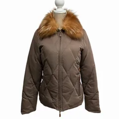 バーニーズニューヨーク BARNEYS NEW YORK 美品 ダウンコート ジャケット ブルゾン ショート丈 ファー レザー 茶 ブラウン 約M ■WYのサムネイル