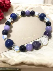 再入荷　天然石　クラック水晶 アメジスト ラピスラズリ  アクアマリン ブルーゴールドストーン  シンセティックオパール　ブレスレット