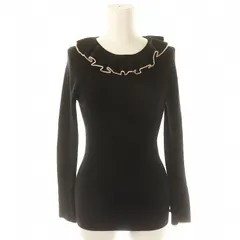 スローブ イエナ SLOBE IENA  トリミングフリルカラーリブプルオーバー ニット セーター 長袖 黒 ブラック オフホワイト /ES ■OS