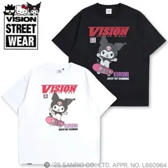 新品 ヴィジョン VISION STREET WEAR サンリオキャラクターズ コラボ 半袖 Tシャツ 半袖Tシャツ ティーシャツ クロミ イラスト ロゴ プリント ワイドシルエット オーバーサイズ ユニセックス メンズ レディース 白 ホワイト 黒 ブラック