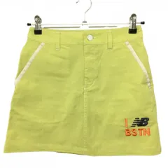 【美品】ニューバランスゴルフ スカート くすみイエロー×白 ロゴ刺しゅう レディース 00(XS) ゴルフウェア New Balance