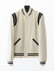 サンローラン パリ SAINT LAURENT PARIS TEDDY JACKET テディ スタジアム スタジャン ジャケット 354718 52 白 ホワイト ブランド古着ベクトル 中古☆AA★■240904のサムネイル