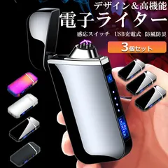 電子ライター usb ライター  プラズマ ライター 3個セット 小型 充電式 ガスオイル不要 防風 軽量 薄型 点火用｜在庫あり
