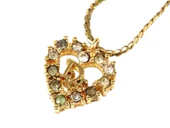 クリスチャン・ディオール　Christian Dior　ラインストーン　ロゴ　ハート　ネックレス　ゴールドカラー　送料無料