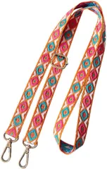 miagolale 刺繍リボン ショルダーストラップ スマホ サコッシュ ショルダーベルト 肩ひも かわいい 幾何学模様(オレンジ＋ブルー)