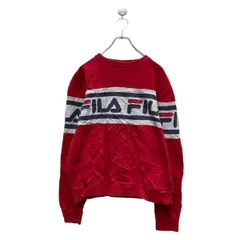 FILA プリント スウェット トレーナー S レッド ホワイト ネイビー フィラ 古着卸 アメリカ仕入 a605-8405