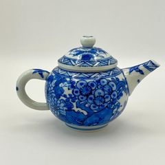 急須 グリン玉 染付花鳥　高野昭阿弥　紙箱入　煎茶道具　磁器　茶器　伝統工芸品