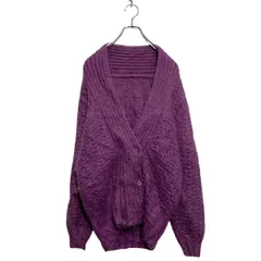 ダブルボタン ニット セーター カーディガン レディース XL～ パープル 柄編み ハンドメイド 古着卸 アメリカ仕入 a603-5720