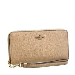 コーチ 財布 レディース COACH 長財布 ペブルド レザー ロング ジップ アラウンド ウォレット C4451 IMTAU トープ