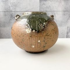 【加茂市のまだまだ使えるもの】焼き物 信楽焼？ 花瓶 花器 フラワーベース 花絵柄 高級感 釉薬 陶器 磁器