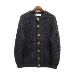 インバーアラン INVERALLAN アランニット クルーネック カーディガン ウール 4A GOLFER CARDIGAN グレー スコットランド製のサムネイル