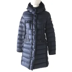 美品◎正規品 MONCLER モンクレール HERMINE エルミンヌ 美シルエット レディース ワッペン・フード付き ロングダウンコート ネイビー 0のサムネイル