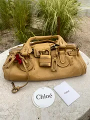 【美品】Chloé パディントン Chloe パディントン ミディアム ハンドバッグ メタリックグレー