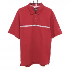 【美品】アディダス 半袖ポロシャツ レッド 袖ロゴ刺しゅう 胸元ライン メンズ O/XG ゴルフウェア adidas