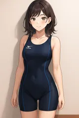 H297セールは1月末まで！ミズノ♪ネイビーのハーフスパッツタイプ女子競泳水着♪フィットネスやトレーニングや撮影用にも♪サイズM