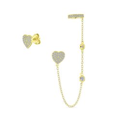 【色名: イエロー】14金鍍金 シルバー925製 アンシンメトリー ハート CZ