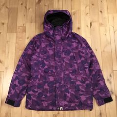 Fire camo スノボジャケット Lサイズ a bathing ape BAPE snow board jacket エイプ ベイプ purple camo ファイヤーカモ 迷彩 flame