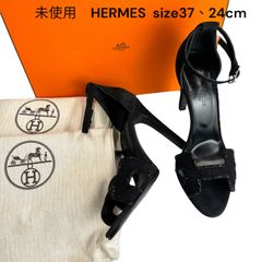 極美品】エルメス サンダル エランセ ブラック 35 1/2 金具保護シール 