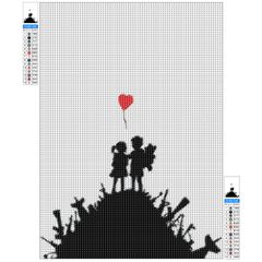 〈数量限定〉バンクシー5ＤダイヤモンドアートDIY・手作り絵画手芸キットモザイクアート芸術品 装飾全面貼り付けタイプ ハンドメイド かわいいハート 30x40cm