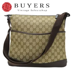 【中古】 グッチ ショルダーバッグ 145857 GGキャンバス レザー ベージュ ダークブラウン 斜め掛け パンチング カジュアル レディース 女性 GUCCI