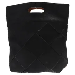 BOTTEGA VENETA (ボッテガヴェネタ) PONY LUX ハラコレザーイントレチャートハンドバッグ クラッチバック ブラックのサムネイル