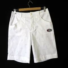ニューバランス NEW BALANCE ゴルフ GOLF ショートパンツ ハーフパンツ ロゴ 総柄 ワッペン M-L 1 白 ホワイト 国内正規品