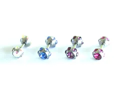 １６Ｇダブルキラキラストーン ボディピアス 耳ピアス 軟骨ピアス 片耳ピアス