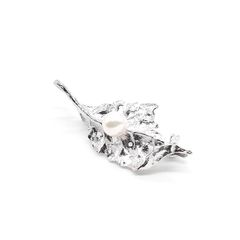 ブローチ ネックレス ペンダントトップ チャーム 2WAY SILVER シルバー アコヤ真珠 パール1P 葉 リーフモチーフ