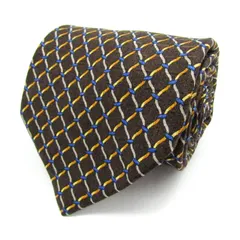 ピエールカルダン ブランド ネクタイ チェック柄 格子柄 パネル柄 シルク イタリア製 メンズ ブラウン Pierre Cardin 【中古】