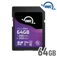 プロ仕様の超高速転送SDカード【64GB】OWC Atlas Ultra SD｜SDXC UHS-II V90｜最大速度 書き込み：250MB/S・読み出し：300MB/S｜防水・防塵・耐衝撃｜国内正規品・3年保証｜OWCSDV90U0064