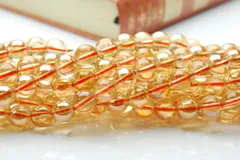 水晶アンバーオーラ（ライト） 12mm １連（約38cm） パワーストーン 天然石 _R670-12