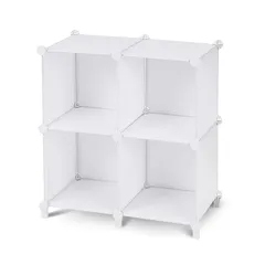 【新品】 VECELO 収納ラック オープン 4ボックス ホワイト 幅65×奥行32×高さ68cm 2.3kg|キッズスペースにも最適 絵本・文房具・CDがすぐ取り出せる 見せる収納で空間スッキリ