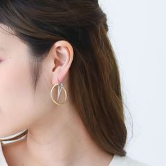 ピアス 両耳用 フープピアス 立体的 ステンレスポスト 真鍮 ミックスカラー シンプルデザイン デイリー レディース ジュエリー 大人 大人かわいい 上品 きれいめ 韓国アクセサリー 364p シースキー【seasukii】