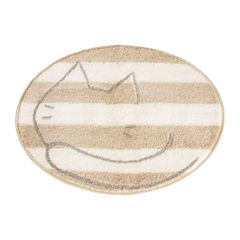 【新着商品】オカ(OKA) うちねこ 洗えるラウンドマット 約52cm×67cm ホワイト (丸 円形 マルチマット) 4548622985573
