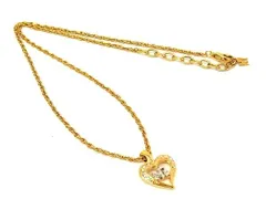 ■美品■ NINA RICCI ニナリッチ ハート ラインストーン ネックレス ペンダント アクセサリー レディース ゴールド系 DE5029
