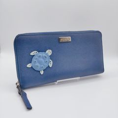 kate spade ケイトスペード 長財布 ラウンドジップ タートルマルチ レザー ネイビー   カメ
