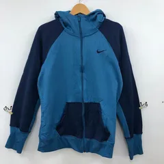 NIKE/ナイキ THERMA-FIT パーカー ジップアップ ハイネック ジャージ ワンポイント刺繡ロゴ タイ製 メンズ XL ブルー