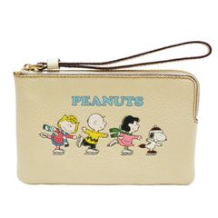 コーチ　ＣＯＡＣＨｘＰＥＡＮＵＴＳ　レザー　コーナージップ　リストレットポーチ/ミニポーチ　　ＣＦ２１３　アイボリー　未使用品