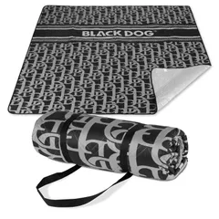 【数量限定】BLACKDOG レジャーシート 200×200cm 表面防撥水 裏面防水 200g綿充填 厚手 テントマット インナーシート 一体型で携帯便利 オリジナルデザイン (共振)