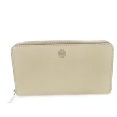 トリーバーチ TORY BURCH 長財布 ロングウォレット 小銭入れあり ラウンド レザー 革 ロゴ グレージュ /CK27 ■GY18