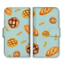 OPPO Reno 13A ケース 手帳型 オッポリノ 13A スマホケース 携帯ケース パン フランスパン メロンパン 小麦 食べ物 たべもの リアル イラスト おしゃれ オシャレ カラー02