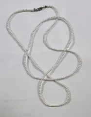 ベビーパール国産貝パール3ミリ玉ロングネックレス90センチ