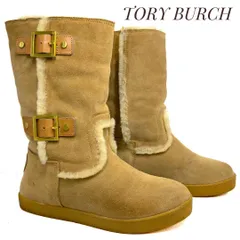 TORY BURCH トリーバーチ ムートン エンジニアブーツ ベージュ 約24cm　革靴 ブーツ カジュアル 本革 本皮 レディース