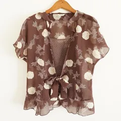 #snc インゲボルグ INGEBORG アンサンブル M 茶 花柄 リボン柄 ドット 半袖 シースルー レディース [846644]のサムネイル