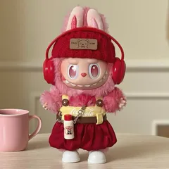 ぬいぐるみ服 labubu  赤いベルト付きスカート  15cm~17cm 第1/2/3世代通用 着せ替え着ぐるみ 着せ替え服 5点セット