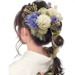 [JZOON] 髪飾り 成人式 髪飾り 10色 ドライフラワー 造花飾り 水引 紐 ヘアーアクセサリー 和玉 かすみ草 金箔 人気 和服 着物 振袖 袴 花 浴衣 成人式 七五三 結納 卒業式 入学式 結婚式 発表会 T5018
